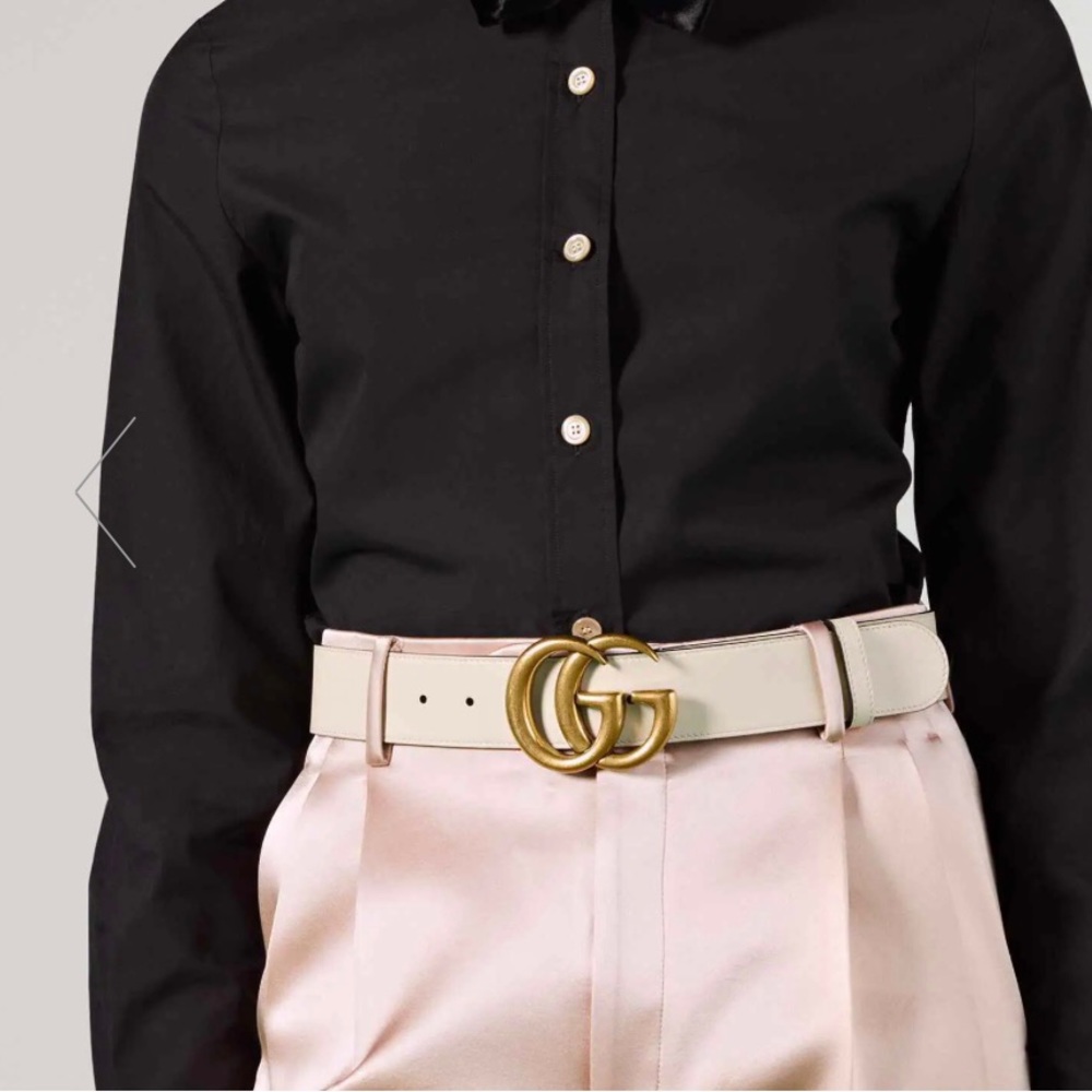 GUCCI LEATHER BELT WITH DOUBLE G BUCKLE